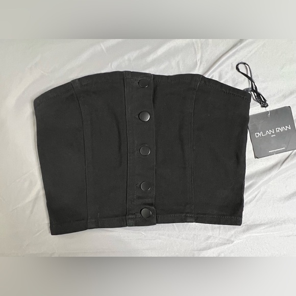 Dylan Ryan black  Denim Corset Top, M  NWT [E-50] - Picture 2 of 6